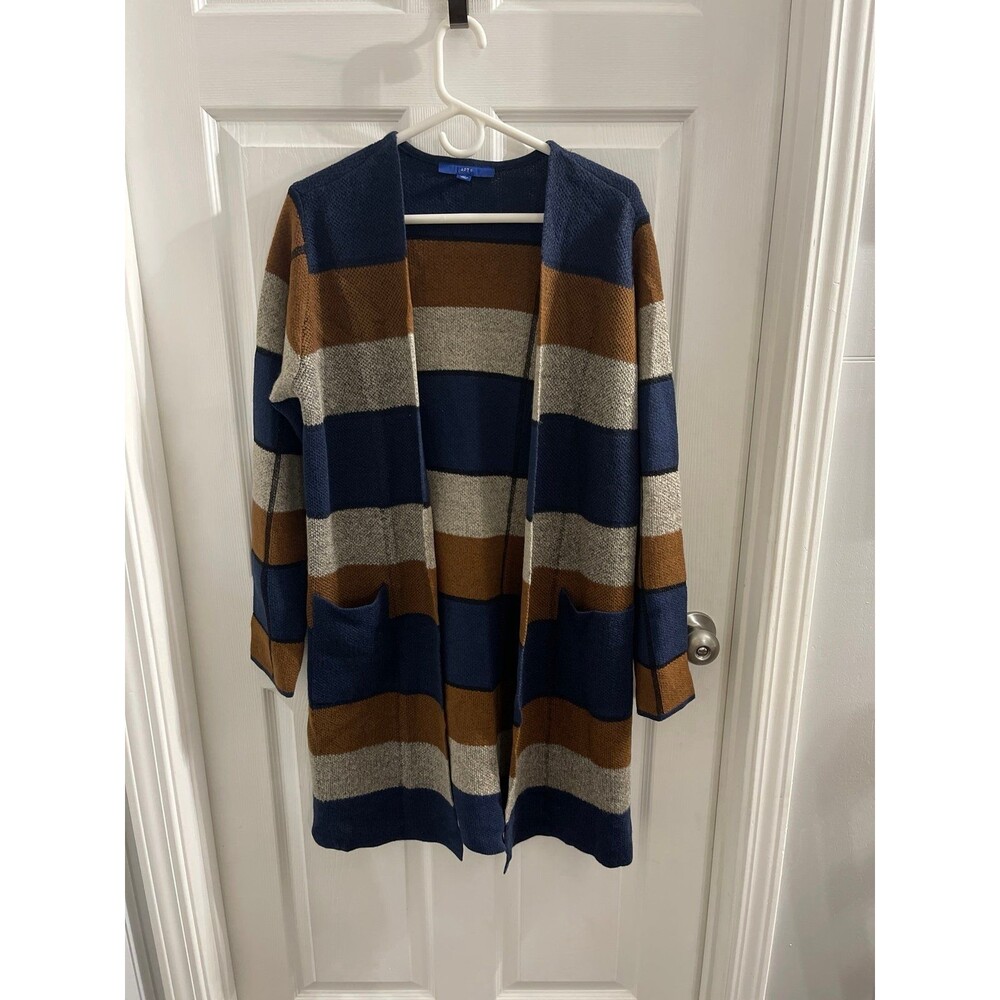 Apt. 9 Women's Sweater Coatigan Size XL Blue/Brown/Oatmeal